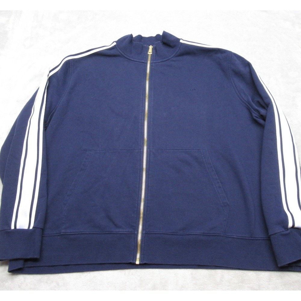 Lauren Ralph Lauren Jacket Women 3X Blue Striped Pockets French Terry Full Zip